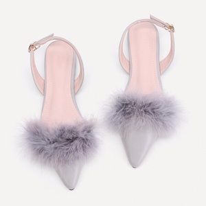 Shein Faux Fur Slingback PU Flats